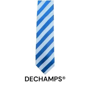 Hand Made DECHAMPS 100% Silk Sky Blue and Very Light Blue Striped Tie. W/ Stains